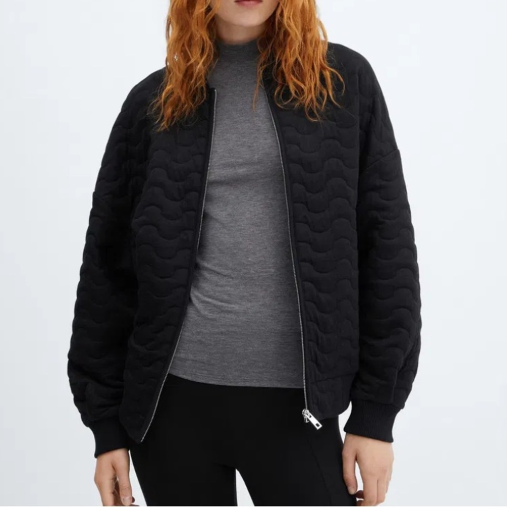 MANGO Colchi Textured Bomber Jacket size Small
